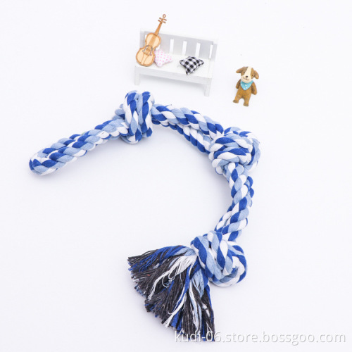 Tough Cotton Rope Chew Toy with Three Knots for Large Dogs